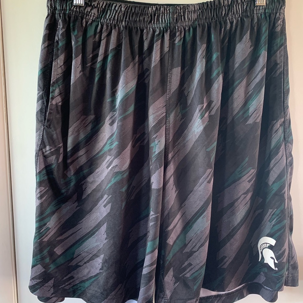 Campus Heritage Michigan State Gray, Green and Black Knee-Length Athletic Shorts